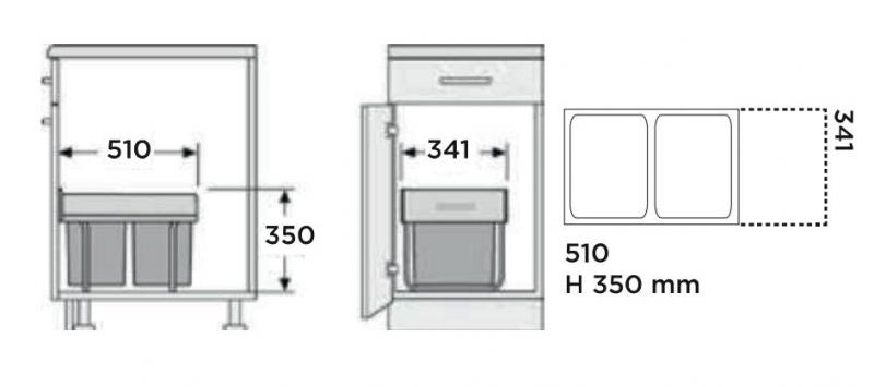Lavabo Amsterdam affaldssystem m/spande 2x16L Lavabo Amsterdam affaldssystem m/spande 2x16L