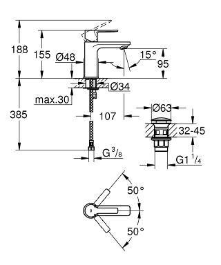 Grohe Lineare New h&aring;ndvaskarmatur m/push open bundventil - Steel