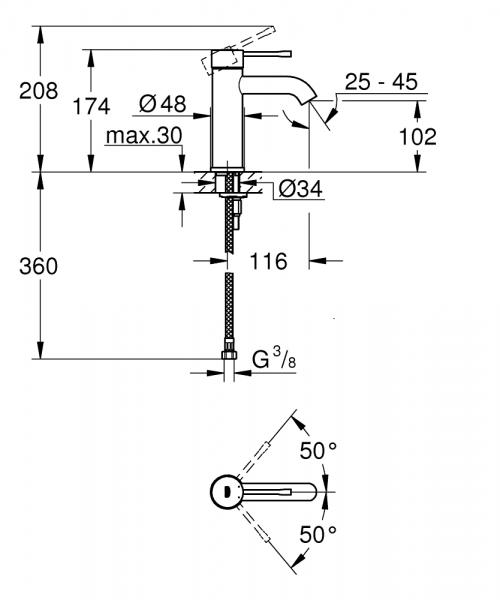 Grohe Essence New h&aring;ndvaskarmatur u/bundventil - Krom