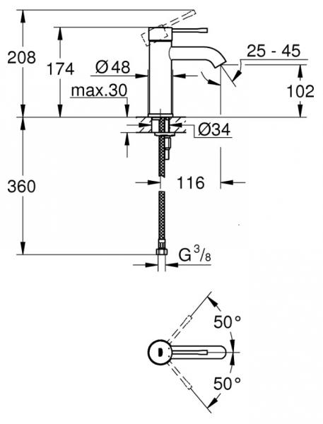 Grohe Essence New h&aring;ndvaskarmatur u/bundventil - Poleret warm sunset