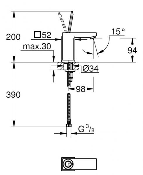 Grohe Eurocube Joy S håndvaskarmatur - Krom Grohe Eurocube Joy S håndvaskarmatur - Krom