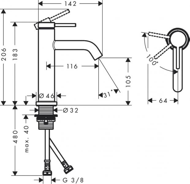 Hansgrohe Tecturis S 110 håndvaskarmatur m/CoolStart - Mat sort Hansgrohe Tecturis S 110 håndvaskarmatur m/CoolStart - Mat sort