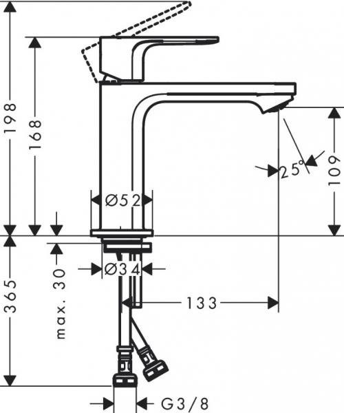 hansgrohe Rebris S 110 h&aring;ndvaskarmatur m/CoolStart u/bundventil - Mat sort