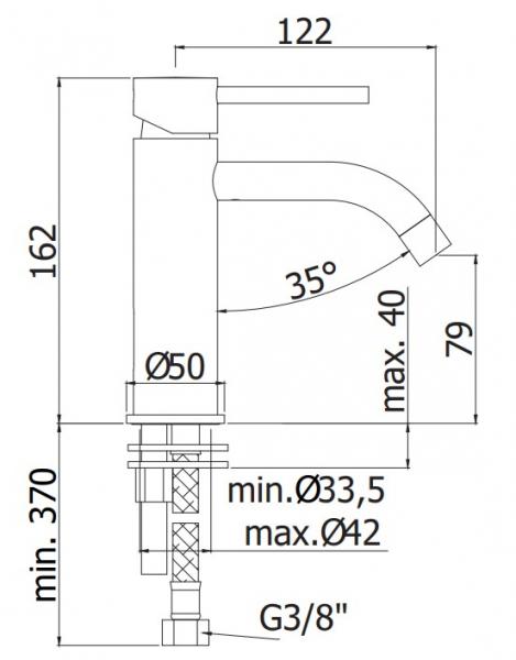 Lavabo Mira 040 h&aring;ndvaskarmatur - Mat sort