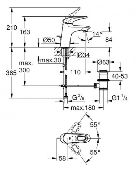 Grohe Eurostyle 2015 h&aring;ndvaskarmatur m/bundventil