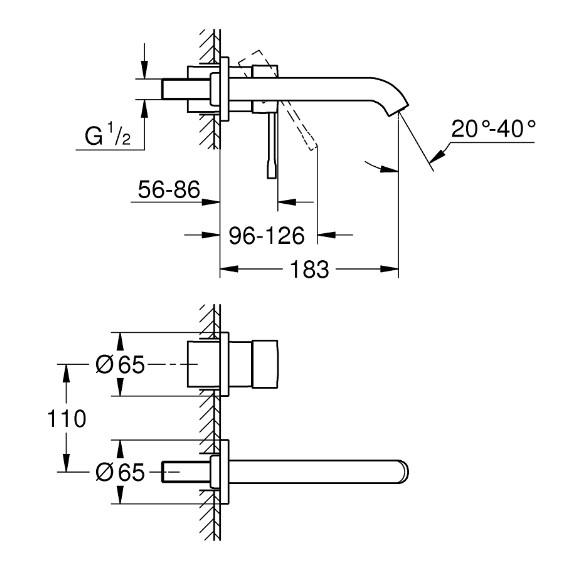 Grohe Essence New komplet armatur til indbygning i væg - Poleret warm sunset Grohe Essence New komplet armatur til indbygning i væg - Poleret warm sunset