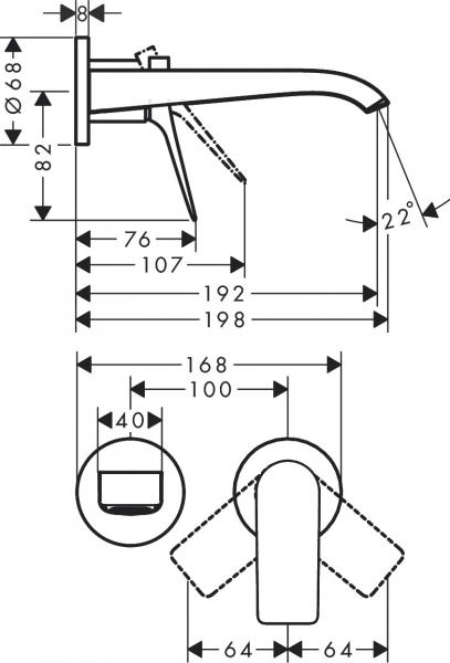 Hansgrohe Vivenis h&aring;ndvaskarmatur t/indbygning - 19,2 cm - Krom