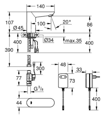 Grohe Euroeco Cosmopolitan E ber&oslash;ringsfri vandhane - 36269
