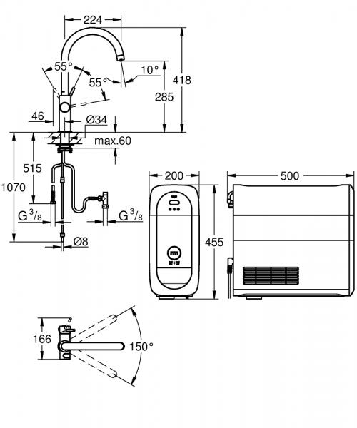 Grohe Blue Home k&oslash;kkenbatteri m/C-tud - Krom