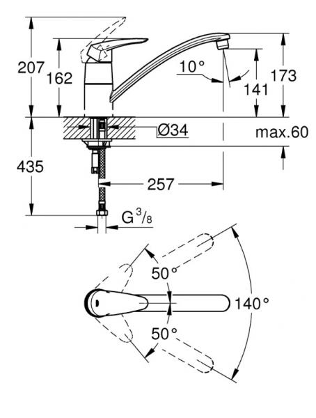 Grohe Eurodisc k&oslash;kkenarmatur