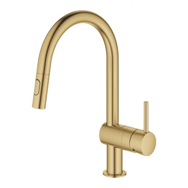 Grohe NEW Minta k&oslash;kkenbatteri m/udtr&aelig;k og Dual spray - B&oslash;rstet Cool Sunrise