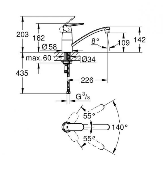 Grohe Eurosmart Cosmopolitan k&oslash;kkenvandhane