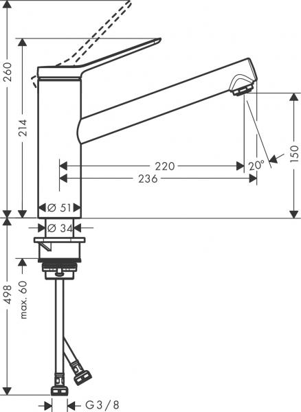 hansgrohe Zesis M33 k&oslash;kkenarmatur 150 - Krom