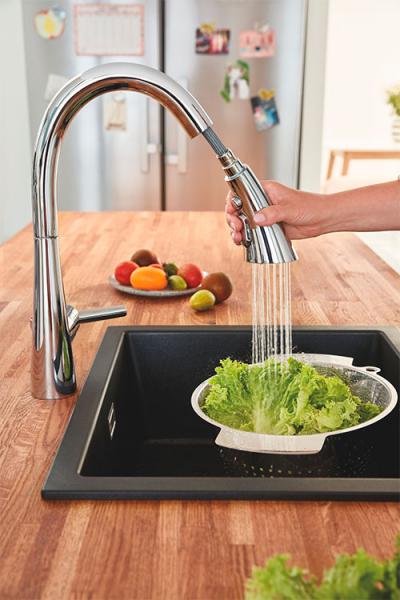 Grohe Zedra k&oslash;kkenarmatur m/C-tud og udtr&aelig;k - Krom