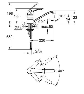 Grohe Euroeco k&oslash;kkenarmatur krom