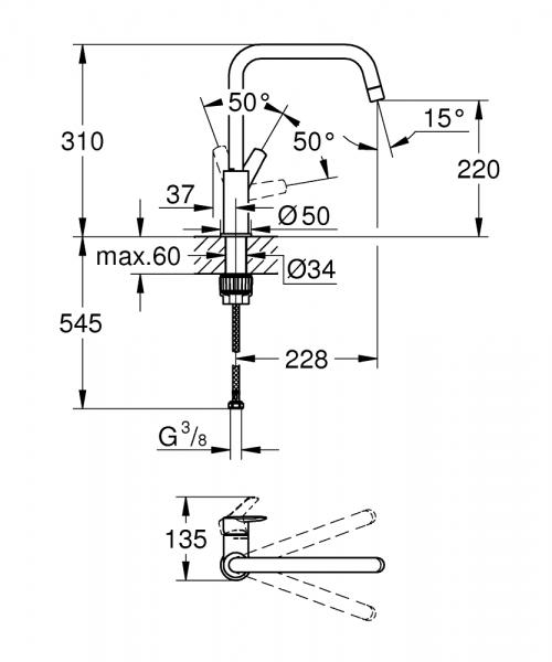 Grohe Start køkkenarmatur m/L-tud - Steel Grohe Start køkkenarmatur m/L-tud - Steel