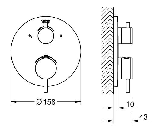 Grohe Atrio brusetermostat t/indbygning - B&oslash;rstet Hard Graphite