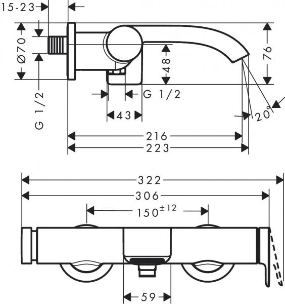 hansgrohe Vivenis kar- og brusearmatur - Mat sort