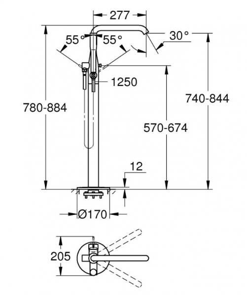 Grohe Essence fritst&aring;ende badekararmatur - B&oslash;rstet hard graphite
