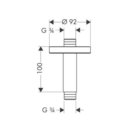 Restsalg - Hansgrohe G Loftbef&aelig;stigelse 3/4 100mm - 1 stk. tilbage