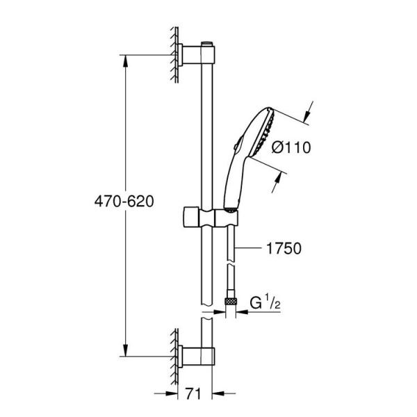Grohe Vitalio Start 110 bruses&aelig;t 2 sprays