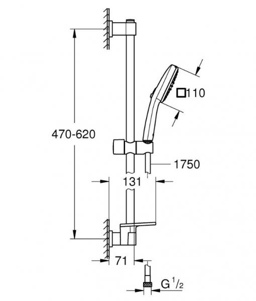 Grohe Vitalio Comfort 110 bruses&aelig;t 2 sprays inkl. brusehylde