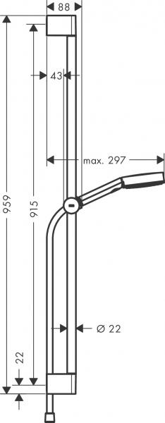 hansgrohe Pulsify Select S 150 Relaxation bruses&aelig;t 3jet - 90 cm - Mat hvid