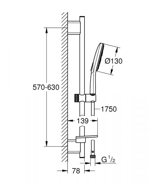 Grohe Rainshower SmartActive 130 bruses&aelig;t - Krom