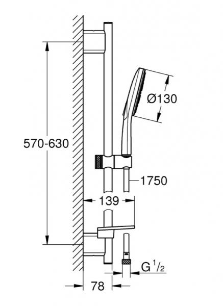 Grohe Rainshower SmartActive 130 Bruses&aelig;t - 3 spray - Krom