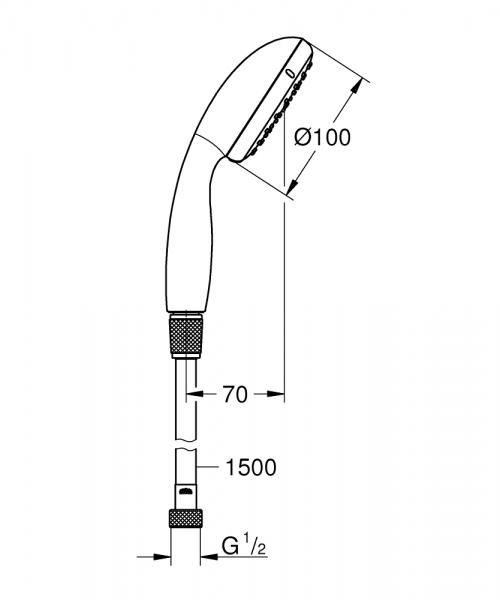 Grohe Vitalio Start 100 håndbruser m/slange - Krom Grohe Vitalio Start 100 håndbruser m/slange - Krom