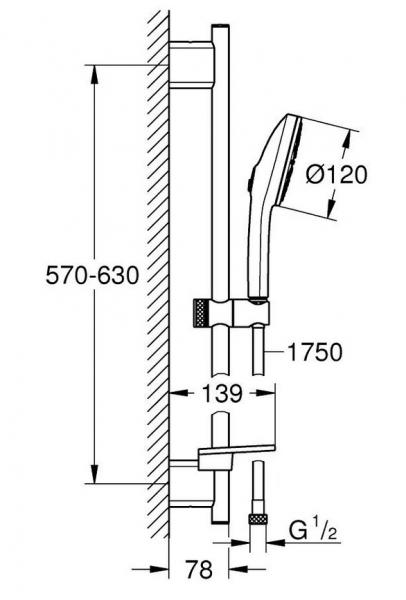 Grohe Vitalio Joy+ 120 brusesæt - Mat sort Grohe Vitalio Joy+ 120 brusesæt - Mat sort