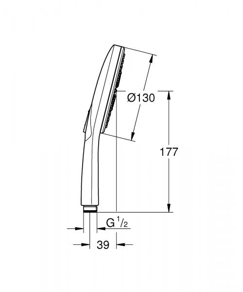 Grohe Rainshower SmartActive 130 h&aring;ndbruser - Hvid/krom