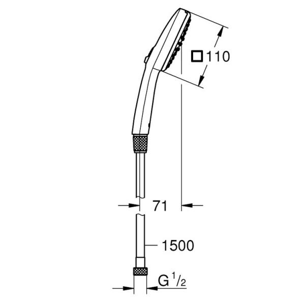Grohe Vitalio Comfort 110 h&aring;ndbruser 2 sprays inkl. bruseslange