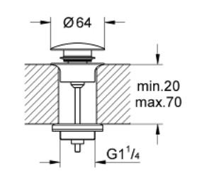 Grohe push-open bundventil 1 1/4 - B&oslash;rstet Hard Graphite