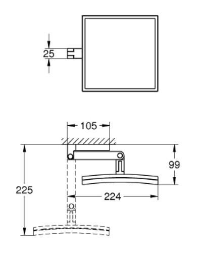 Grohe Selection Cube make-up spejl m/3 x forst&oslash;rrelse - Krom