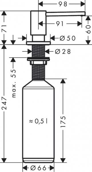Hansgrohe A41 s&aelig;bedispenser - Steel