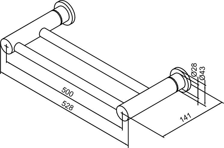 Outlet - Damixa h&aring;ndkl&aelig;destang dobbelt - 500mm