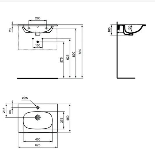 Ideal Standard Tesi 62 m&oslash;belvask - Mat sort