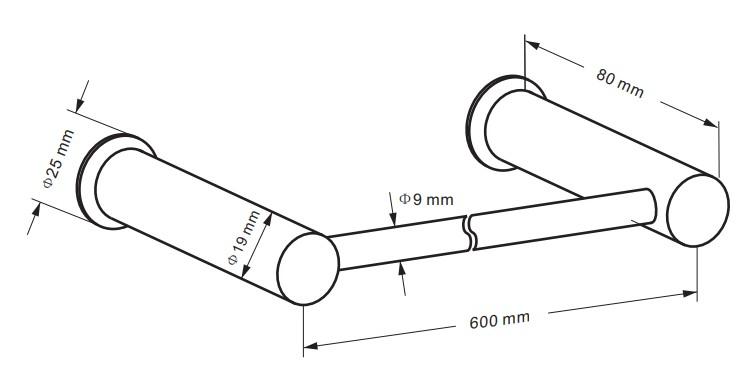 Cass&oslash;e h&aring;ndkl&aelig;destang 60 cm - Mat sort