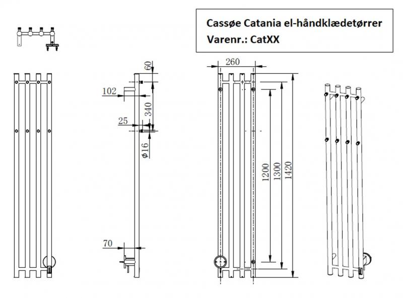 Cass&oslash;e Catania h&aring;ndkl&aelig;det&oslash;rrer - 26x142 cm - Mat sort