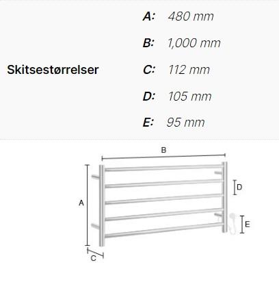 Smedbo Dry h&aring;ndkl&aelig;det&oslash;rrer til el - 48 cm - Poleret rustfrit st&aring;l