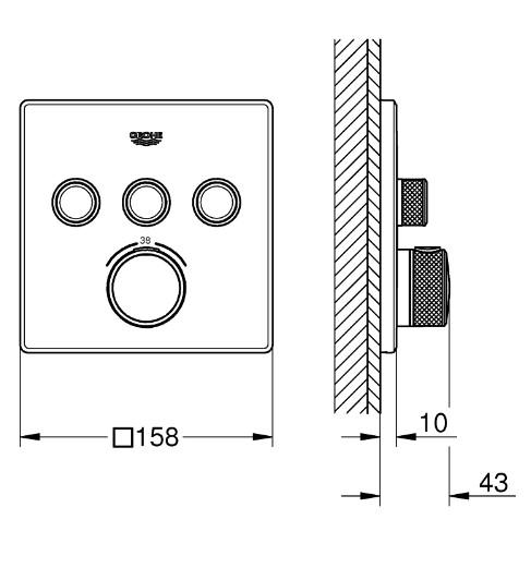 Grohe Cube SmartControl 310 komplet brusesystem m/SmartActive brus til indbygning - B&oslash;rstet warm sunset