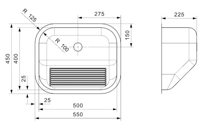Lavabo Ottawa 55 udslagsvask t/v&aelig;g