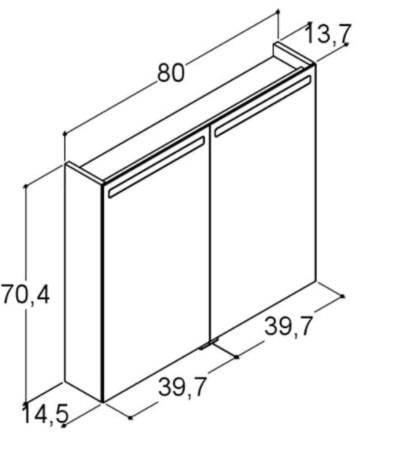 Dansani Mido+ Top spejlskab 80 - Hvid blank Dansani Mido+ Top spejlskab 80 - Hvid blank