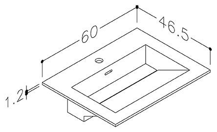 Strømberg Corian 60 møbelvask - 1 hanehul - Mat hvid Strømberg Corian 60 møbelvask - 1 hanehul - Mat hvid