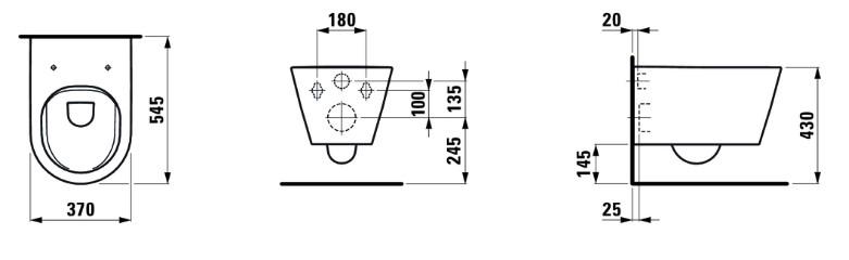 Laufen Kartell Rimless toiletpakke inkl. s&aelig;de m/soft-close, cisterne og krom betjening
