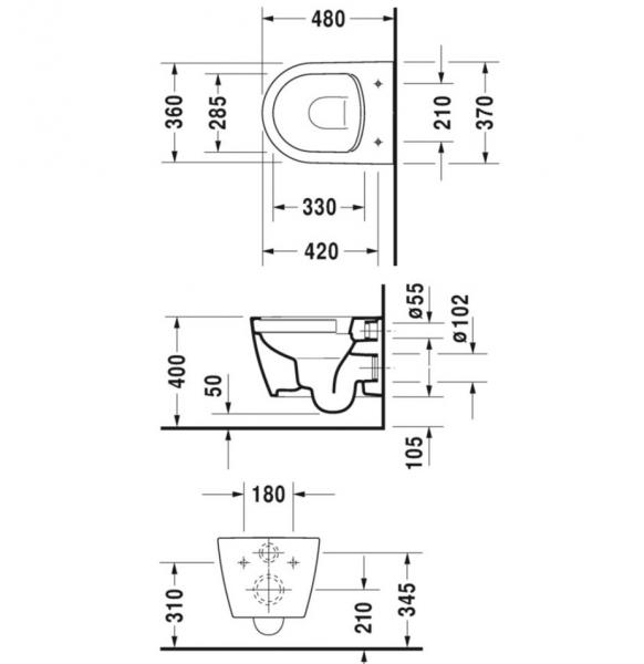 Duravit Me by Starck Compact Rimless toiletpakke inkl. s&aelig;de m/soft-close, mellem cisterne og hvid betjening
