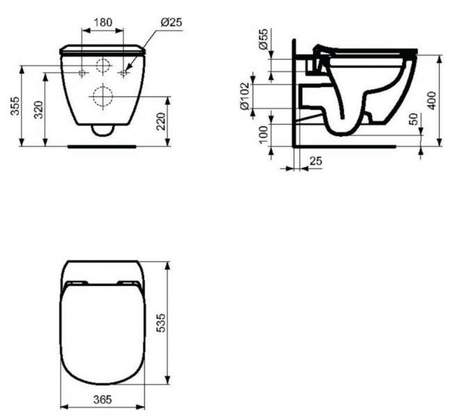 Ideal Standard Tesi toiletpakke inkl. s&aelig;de m/soft-close, mellem cisterne og mat sort betjening