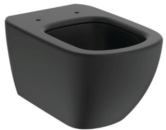 Ideal Standard Tesi mat sort toiletpakke inkl. s&aelig;de/soft-close, cisterne og krom betjening