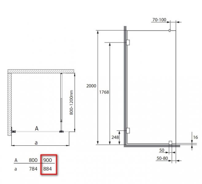 Hafa Infinity brusevæg - Klar glas - Mat sort - 90 cm Hafa Infinity brusevæg - Klar glas - Mat sort - 90 cm